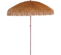 DCB Garden – Parasol HAWAI – clair à franges en acier, finition bois naturel – Marron