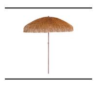 DCB Garden – Parasol HAWAI – clair à franges en acier, finition bois naturel – Marron