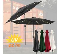 Parasol Clanmacy Ø2,7 m avec LED Parasol de jardin pivotant à 360° Parasol de terrasse Parasol suspendu Parasol de marché Parasol de plage - avec LED - Gris