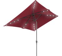 Parasol Clanmacy rectangulaire, manivelle, pliable, en fer, pour balcon ou marché, inclinable, 2 x 3 m, LED, rouge