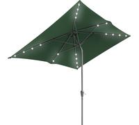 Parasol Clanmacy rectangulaire, manivelle, pliable, en fer, pour balcon ou marché, inclinable, 2 x 3 m, LED, vert