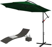 Parasol Clanmacy vert Ø 3 m Parasol à pied déporté Parasol de jardin Parasol de marché Manivelle Balcon
