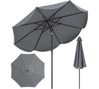 Parasol COSTWAY Ø 270 cm, inclinable de 30° des deux côtés, parasol de jardin avec manivelle et volant, parasol de balcon, parasol de terrasse, parasol de marché, gris