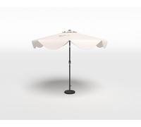 Parasol COSTWAY Ø 270 cm, parasol de jardin avec volant et manivelle, parasol de balcon inclinable de 30° des deux côtés, parasol de terrasse, parasol de marché, beige