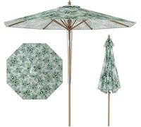 Parasol COSTWAY φ 270 cm, parasol de jardin en bois, inclinable de 30° des deux côtés, parasol de balcon, parasol de terrasse, parasol de marché, vert