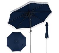 Parasol COSTWAY Boho, parasol de jardin Ø 270 cm, protection solaire, parasol de marché inclinable de 30° des deux côtés, parasol de balcon avec franges et manivelle, parasol de terrasse