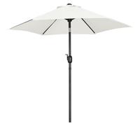 Parasol de 230 cm de diamètre, parasol de jardin à 6 baleines, parasol inclinable, parasol à manivelle, protection solaire ronde, couleur crème