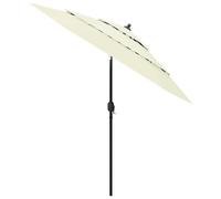 Parasol de 250 cm de diamètre avec manivelle et fonction d'inclinaison - Protection UV 3 couches en polyester résistant aux couleurs sable, mât en aluminium revêtu par pulvérisation (38 mm), 6