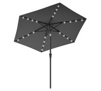 Parasol de 270 cm avec éclairage solaire à LED, 32 LED, protection UV UPF 50+, inclinable de 30° des deux côtés, pour le jardin, la terrasse, la piscine, le balcon, sans pied, gris GPU040G01V1