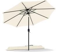 Parasol de 270 cm, pliable, protection UV, beige, pour balcon