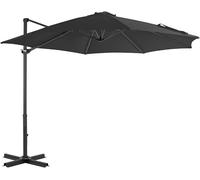 Parasol de 3 mètres avec pied, couleur anthracite. Parasol de jardin inclinable, rotatif à 360 degrés. Parasol à manivelle. Parasol de type "pergola" avec base lestable. Support pour jardin, terrasse,