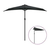 Parasol de balcon avec mât en aluminium Noir 270x144x222cm Demi