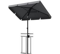 Parasol de balcon - Rectangulaire 200 x 125 cm - Protection UV50+ - Inclinable et réglable en hauteur - Mât en fer - Avec fixation et sac de transport - Gris
