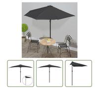 Parasol de balcon The Living Store avec mât en aluminium anthracite, 300 x 155 cm, demi-rond
