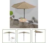 Parasol de balcon The Living Store avec mât en aluminium, couleur taupe, 300 x 155 cm, demi-rond