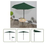 Parasol de balcon The Living Store avec mât en aluminium, vert, 300 x 155 cm, demi-rond