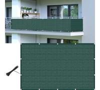 Parasol de balcon - Toile en PEHD - 140 x 510 cm - Vert foncé