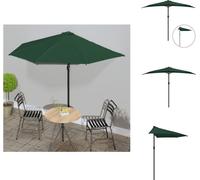 Parasol de balcon vidaXL avec mât en aluminium, vert, 300 x 155 cm, demi-rond - Parasols et protections solaires