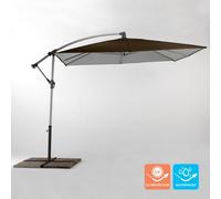 Parasol de jardin 2,5x2,5 mètres bras décentré aluminium toile carrée Shadow Brown