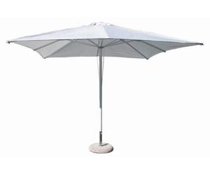 Parasol de jardin 3 x 3 m avec mât central en aluminium et toile en polyester Cleo - Blanc