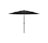 vidaXL Parasol de jardin 3 niveaux – mât en aluminium – 3 m – noir