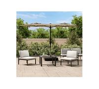 Parasol de Jardin à Double Tête avec LED, Pare-soleil de Patio, Abri de Soleil, Parasol de Plage Terrasse Extérieur, 362972
