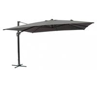 Parasol de jardin à mât carré 4x4 noir avec toile grise Skyline
