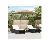 vidaXL Parasol avec LED et mât en acier brun 324x324x247 cm