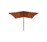 vidaXL Parasol avec LED et mât en acier rouge terracotta 2x3 m
