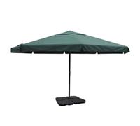Parasol de Jardin avec manivelle, Base Portable supplémentaire en 4 Parties, mât Aluminium et 8 Nervures, remplissable de 60L d'eau ou 80kg de Sable, pour terrasse et Plage