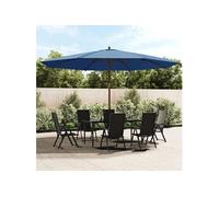 vidaXL Parasol avec mât en bois bleu azur 400x273 cm