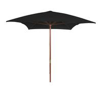 Parasol de Jardin avec Mât en Bois Pare-soleil Abri de Soleil Noir vidaXL