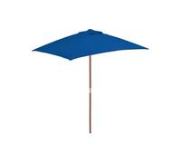 vidaXL Parasol avec mât en bois bleu 150x200 cm