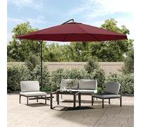 Parasol de jardin bordeaux avec mât en aluminium de 350 cm, idéal pour l'extérieur, pour protéger du soleil. Housse en polyester résistant aux UV, structure stable avec base en croix, inclinaison régl