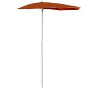 Parasol de jardin demi-rond, protection UV, toile polyester anti-décoloration, mât acier Ø 28 mm, 180x90x195 cm, terre cuite