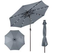Parasol de Jardin Déporté Inclinable COSTWAY - 24 Lumières LED - Dia.3x2,5M - Structure en Métal Robuste - Anti-UV - Gris