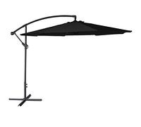 Parasol de Jardin déporté OAHU Rond 3m de diamètre Noir avec manivelle. Parasol déporté inclinable et Rabattable.