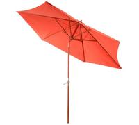 Parasol De Jardin En Bois Parasol De Marché Florida 3m, Stable, Inclinable, Manivelle Terre Cuite Orange