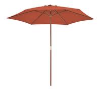 Parasol de jardin en bois - vidaxl - UPF 50+ - Anti-UV - 270x244 cm - Terre cuite - Mât en bois - Diamètre du mât 38 mm