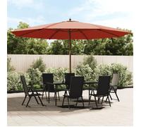 vidaXL Parasol Terracota 400x273 cm - mât en bois dur massif - polyester anti-UV - terre cuite