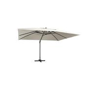 vidaXL Parapluie avec éclairage LED – Mât aluminium – 400x300 cm – Blanc sable