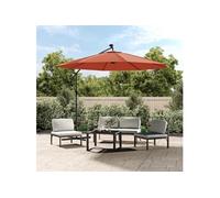 vidaXL Parapluie avec éclairage LED et mât en acier Terracota