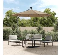 Parasol de jardin en porte-à-faux et lumières LED mât en acier