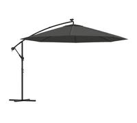 Parasol de jardin en porte-à-faux et lumières LED mât en métal