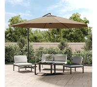 Parasol de jardin en porte-à-faux et poteau en aluminium taupe