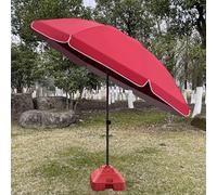 Parasol De Jardin Extérieur, 170/210/250cm Parasol De Plage Inclinable Parasol De Balcon Parapluie De Vacances, Rond Parasol De Table Parasol De Marché Pour Balcon Jardin Sans Pied(Red,2m/6.5ft)
