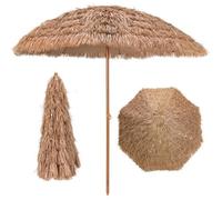 Parasol de Jardin Exterieur Ø2,43M - GOPLUS - Parasol Exotique en Paille PP - Parasol Plage Hawaïen Droit - sans Pied