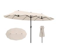 Outsunny Parasol de jardin exterieur parasol double 4,6L x 2,7l x 2,4H m ouverture fermeture manivelle acier polyester haute densitšŠ crššme