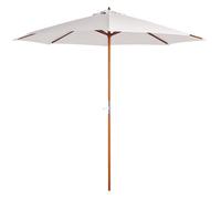 Parasol de jardin extérieur - Outsunny - rond Ø 2,7 x 2,5 m - ouverture fermeture manivelle, mât en bois, toile 180 g/m² - beige