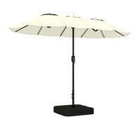 Parasol de jardin extérieur - parasol double face - rectangulaire, avec base et sacs de sable, protection UV 50+ - 295x148cm - beige